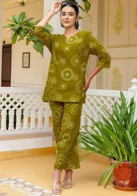 Green Printed Cotton Co-Ord Set