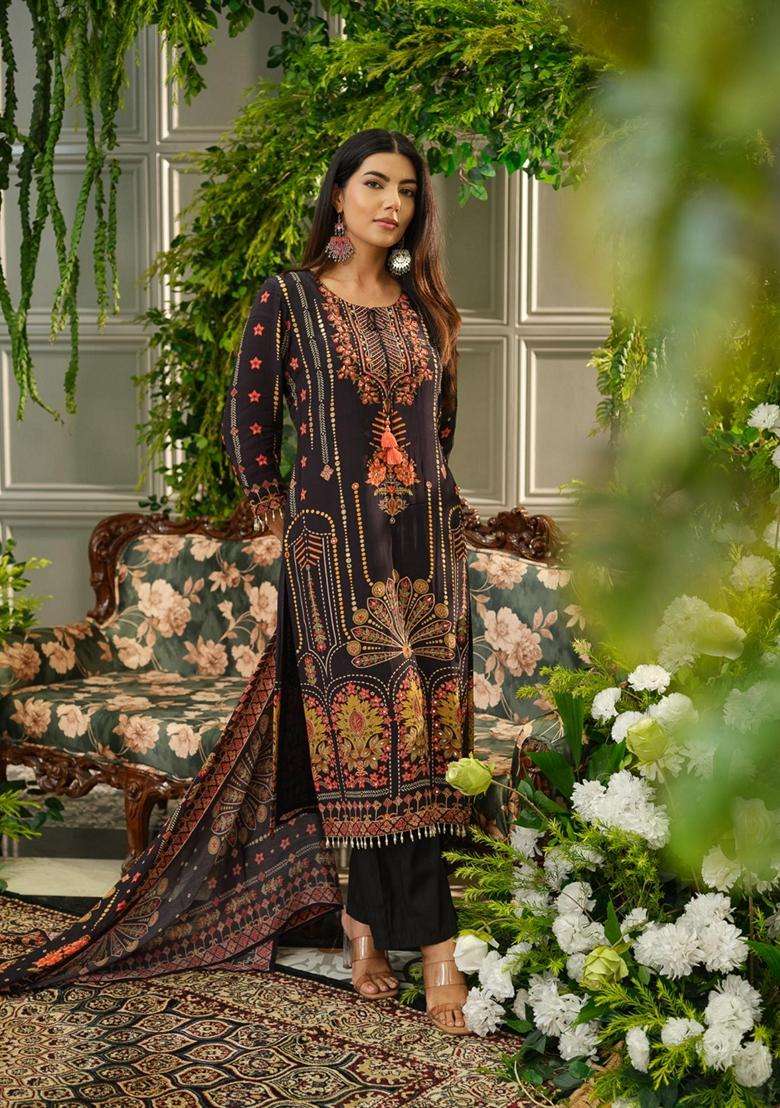 Black Printed Polyester Kurta Set - Indya