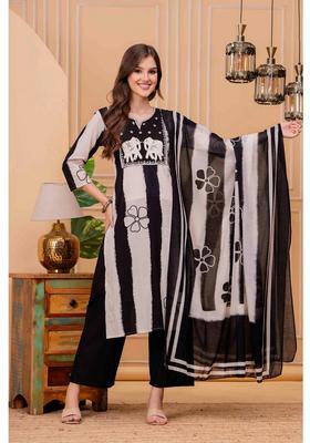 Black Embroidery Cotton Kurta Set