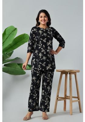 Black Floral Cotton Co-Ord Set