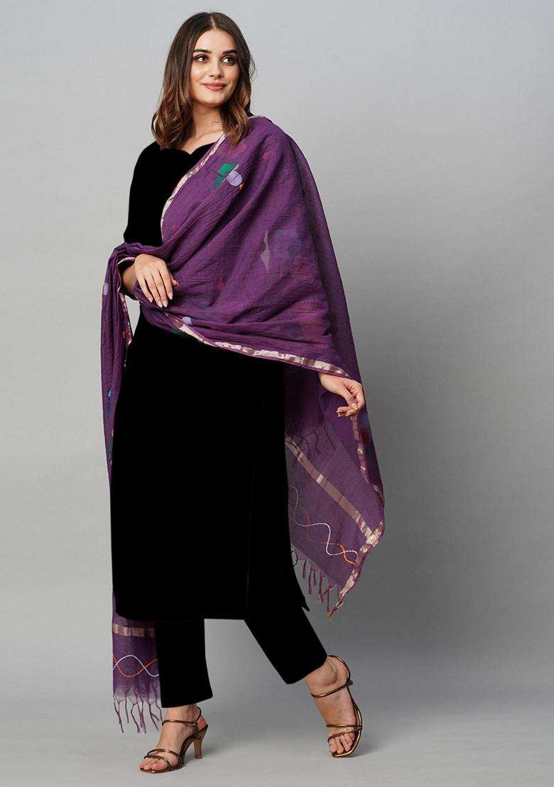 Black Solid Rayon Kurta Set - Indya