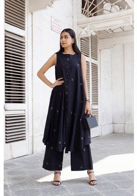 Black Printed Rayon Palazzo Set
