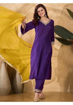 Yellow Embroidery Silk Kurta Set