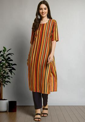Multicolor Printed Crepe Kurta Set