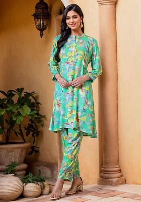 Green Printed Rayon Co-Ord Set