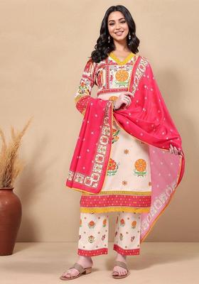 Multicolor Printed Cotton Kurta Set