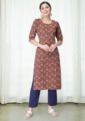 Multicolor Printed Crepe Kurta Set