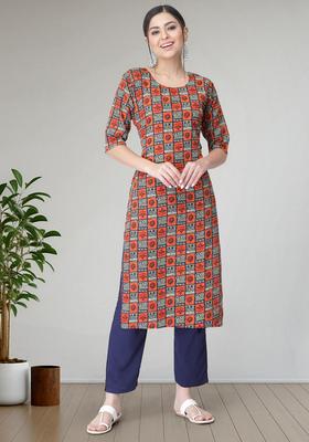Multicolor Printed Crepe Kurta Set