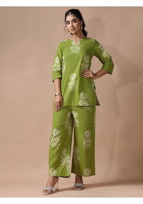 Green Floral Cotton Co-Ord Set