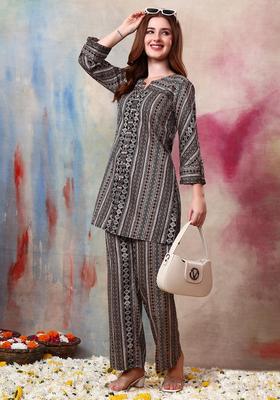 Black Abstract Cotton Co-Ord Set