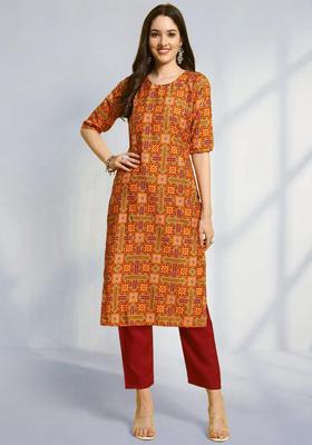 Multicolor Printed Crepe Kurta Set