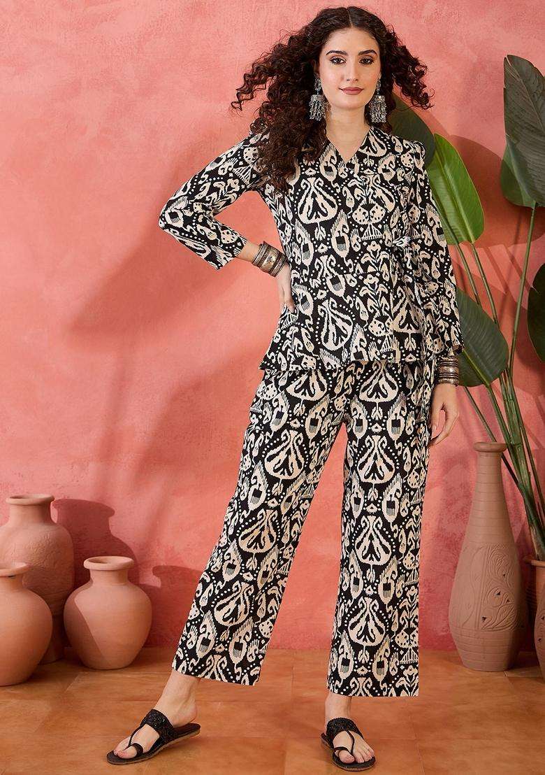 Black Printed Cotton Co-Ord Set - Indya