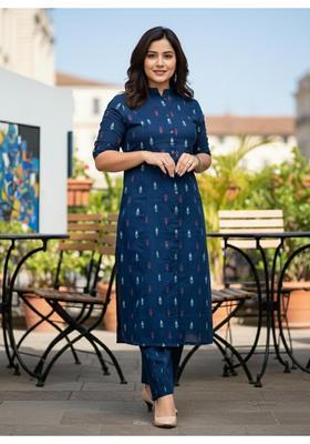 Blue Embroidery Rayon Kurta Set