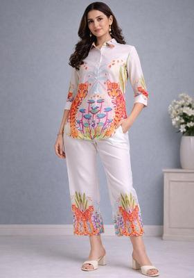 White Printed Cotton Co-Ord Set
