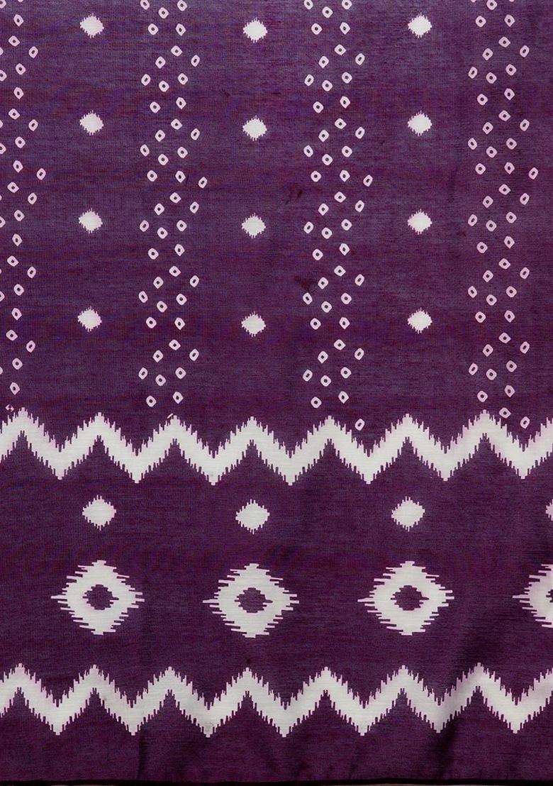 Purple Printed Rayon Anarkali Set - Indya