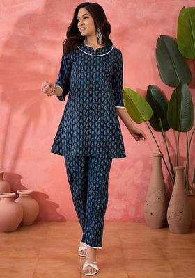 Blue Printed Cotton Co-Ord Set
