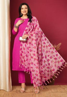 Pink Stripes Rayon Kurta Set
