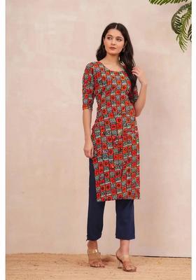Multicolor Printed Crepe Kurta Set