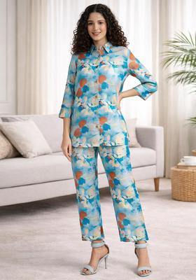 Blue Printed Cotton Co-Ord Set