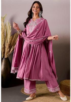 Pink Embroidery Silk Palazzo Set