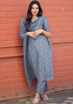 Blue Embroidery Rayon Kurta Set
