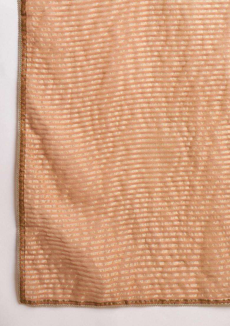 Brown Embroidery Silk Blend Kurta Set - Indya