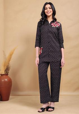 Black Printed Cotton Co-Ord Set