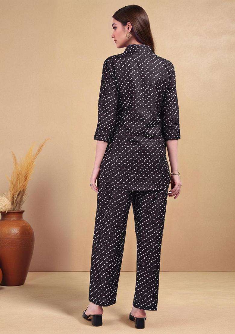 Black Printed Cotton Co-Ord Set - Indya