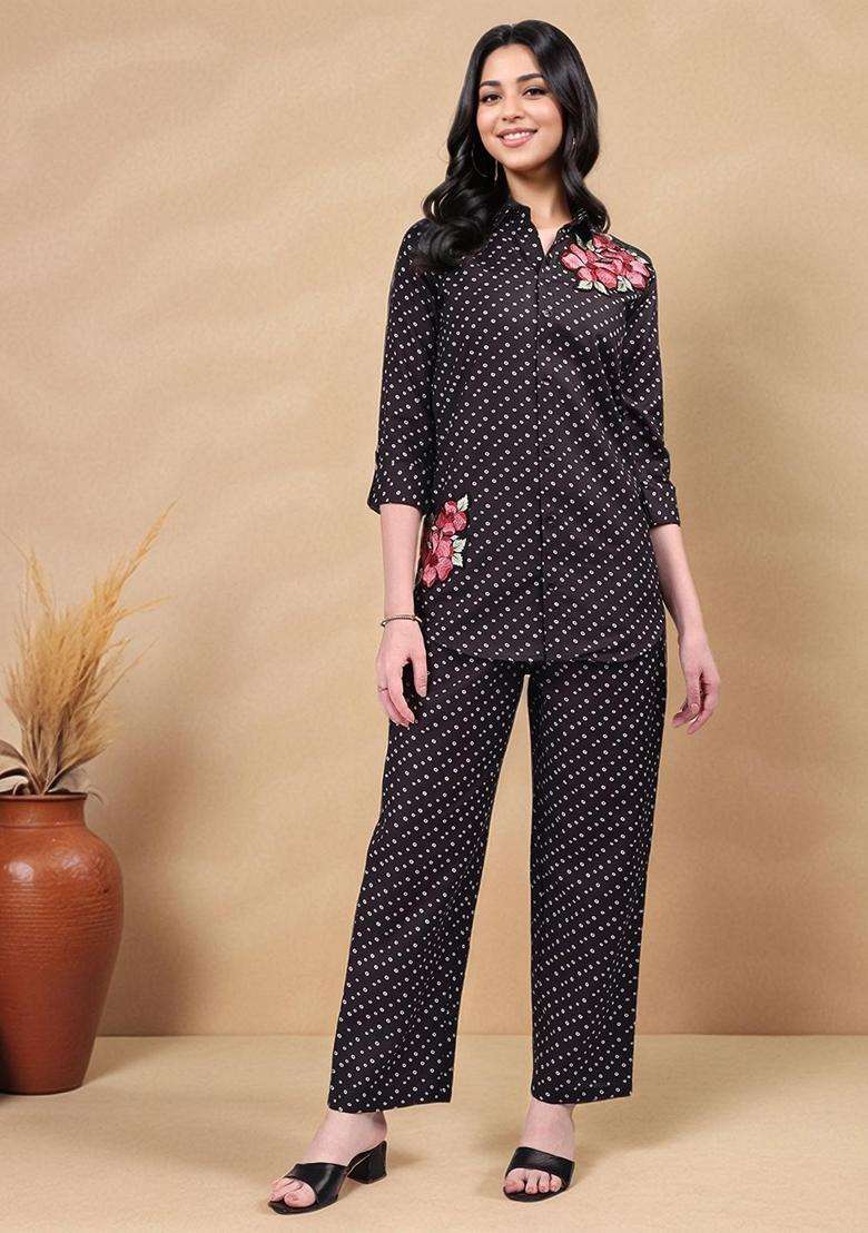 Black Printed Cotton Co-Ord Set - Indya
