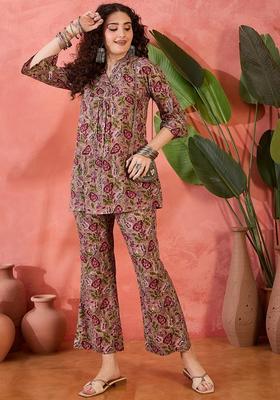 Brown Paisley Cotton Co-Ord Set