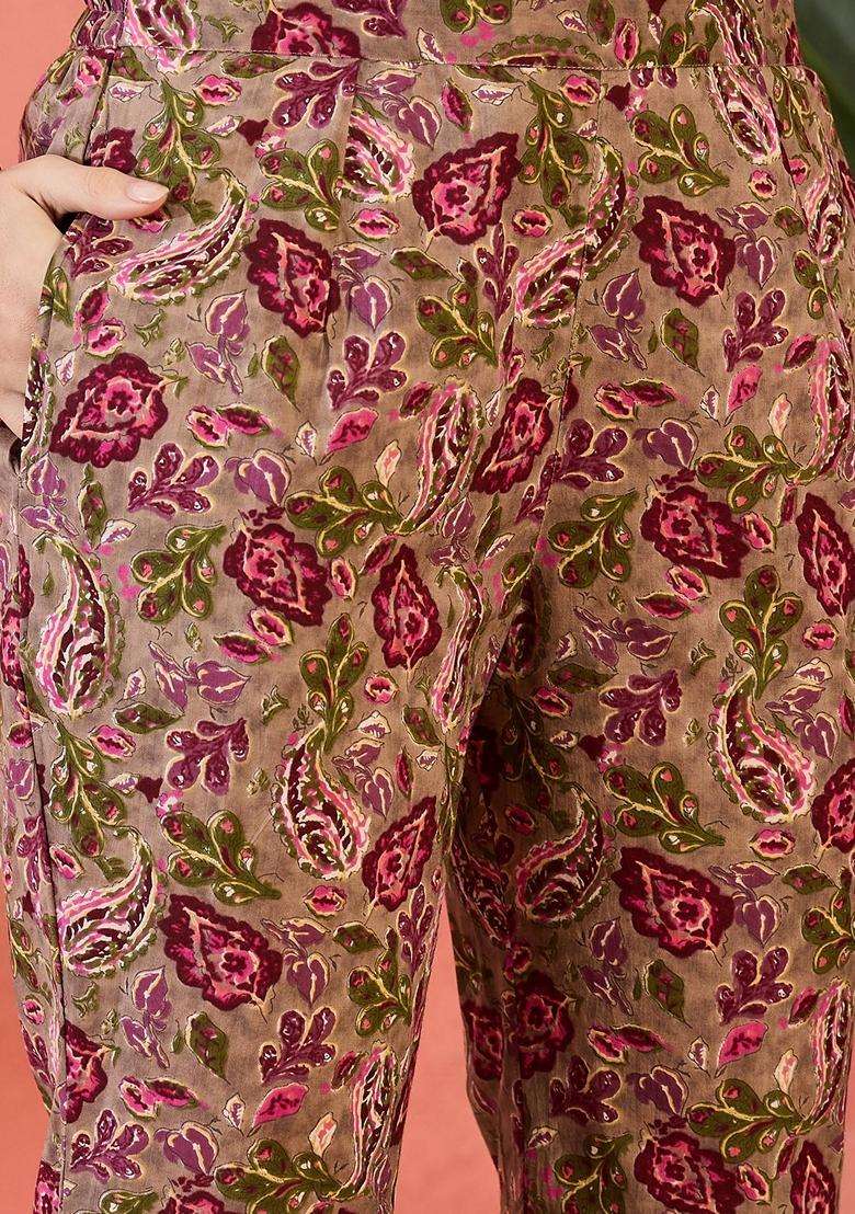 Brown Paisley Cotton Co-Ord Set - Indya