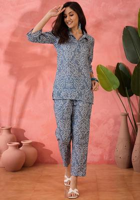 Grey Printed Cotton Co-Ord Set