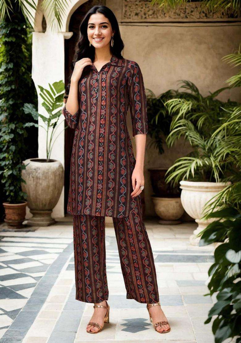 Brown Stripes Cotton Co-Ord Set - Indya