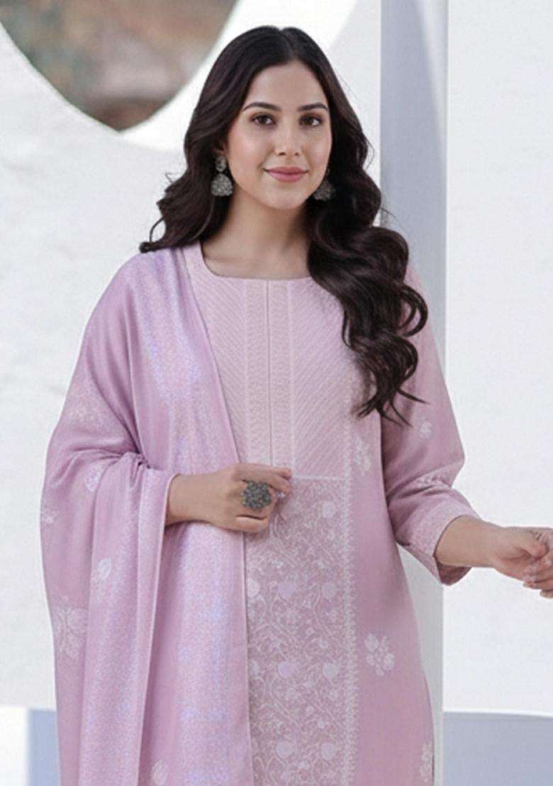 Purple Printed Rayon Kurta Set - Indya