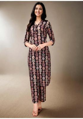 Brown Printed Muslin Co-Ord Set
