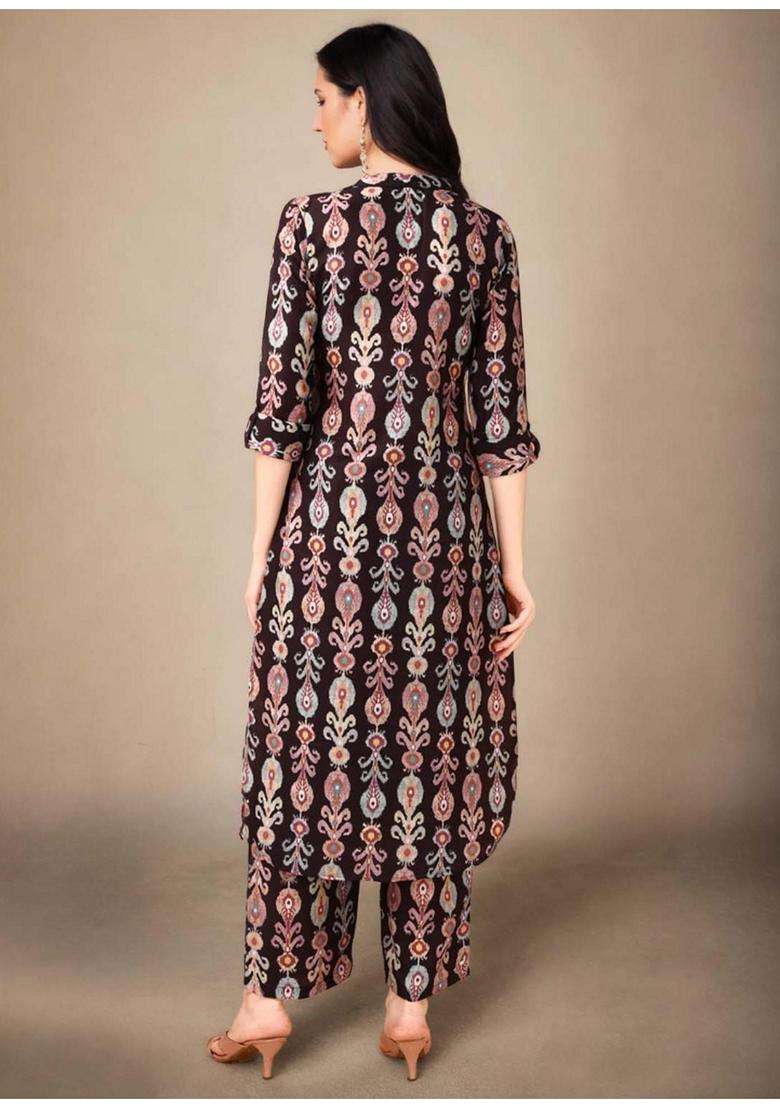 Brown Printed Muslin Co-Ord Set - Indya
