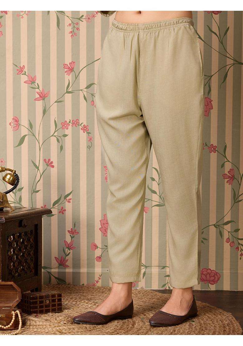 Beige Embroidery Silk Blend Kurta Set - Indya