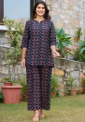 Black Printed Cotton Co-Ord Set
