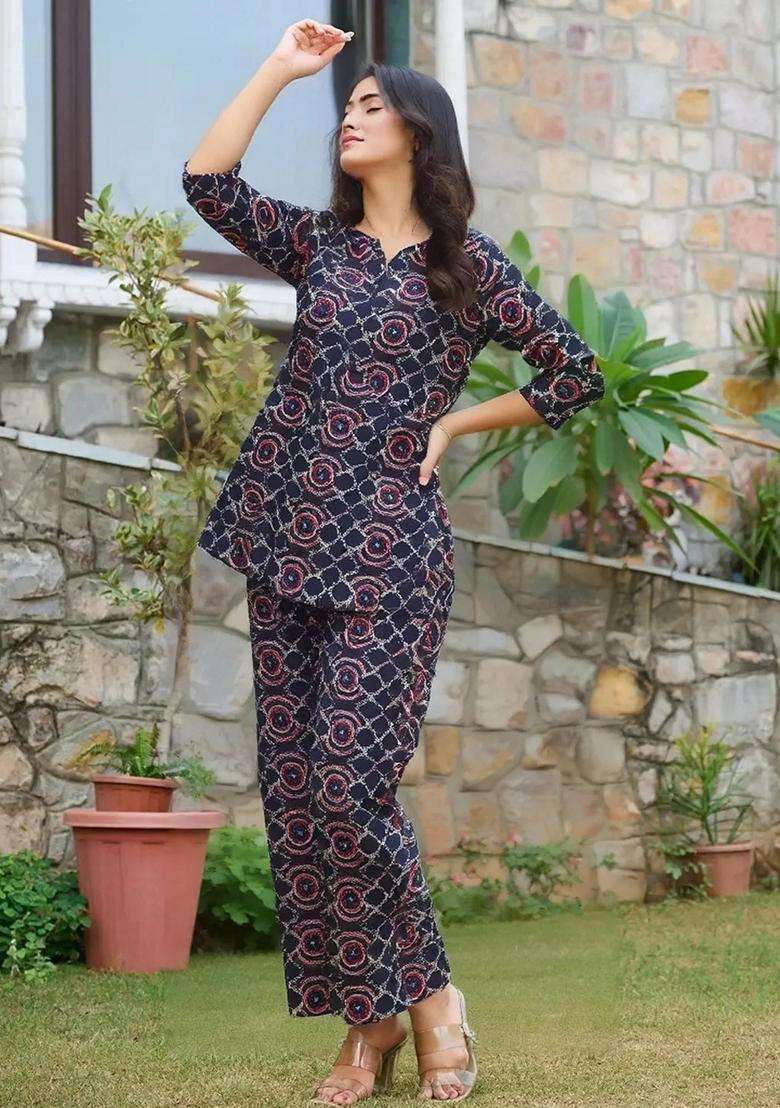 Black Printed Cotton Co-Ord Set - Indya