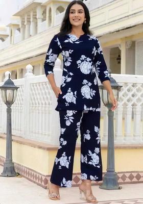 Blue Floral Cotton Co-Ord Set
