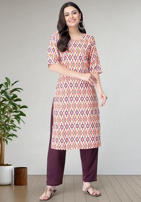 Multicolor Printed Crepe Kurta Set
