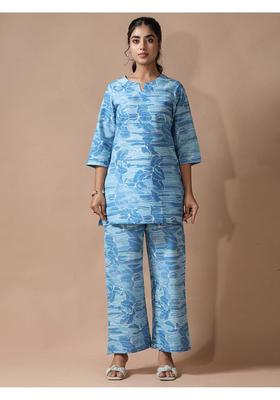 Blue Floral Cotton Co-Ord Set