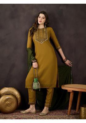 Green Embroidery Georgette Kurta Set