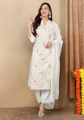 Ivory Embroidery Cotton Kurta Set