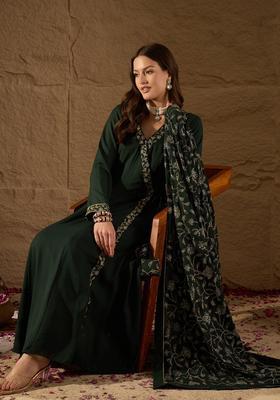 Green Embroidery Georgette Kurta Set