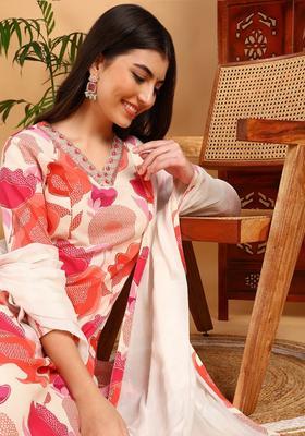 Multicolor Printed Rayon Kurta Set