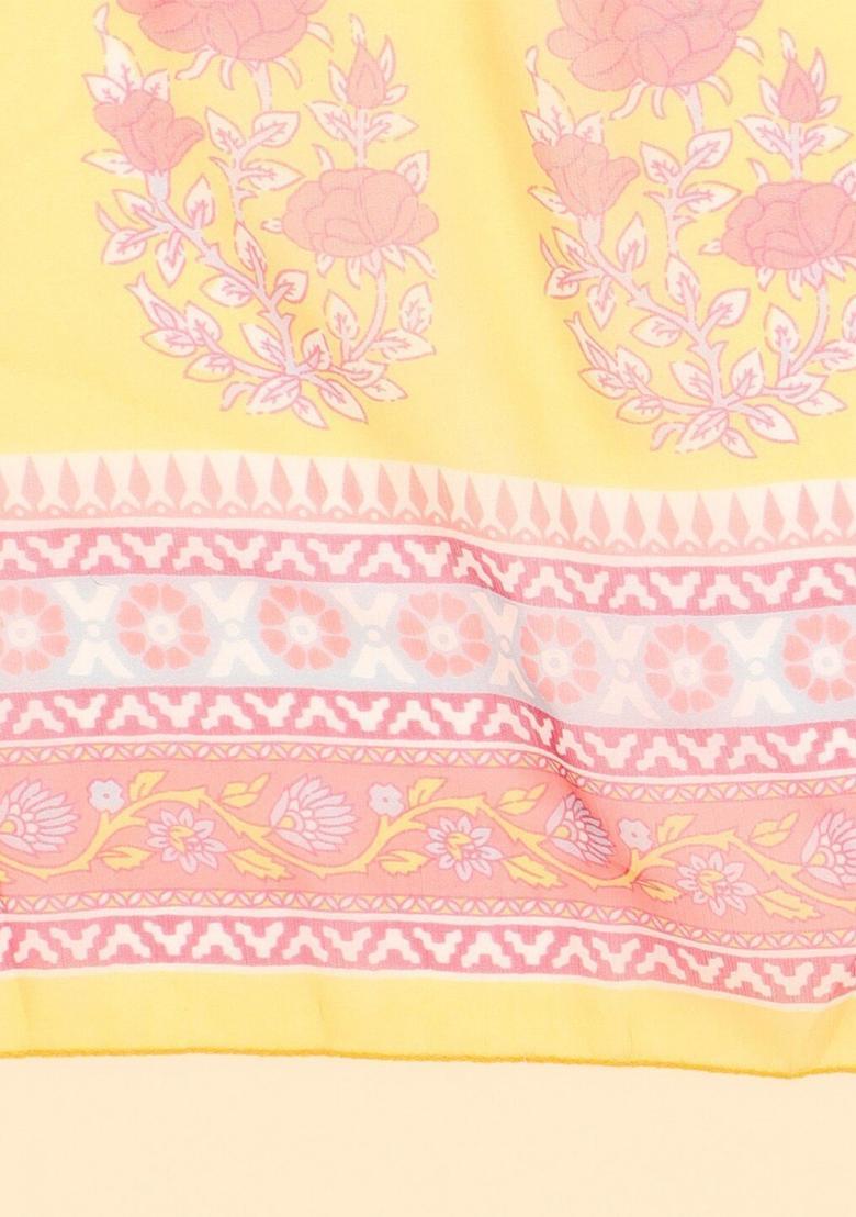 Mustard Printed Polyester Kurta Set - Indya