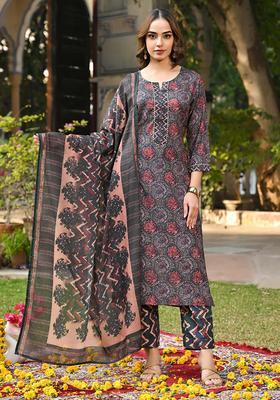 Multicolor Floral Print Rayon Kurta Set
