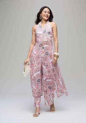 Off White Georgette Geometric Print Kurta and Pant Kurta Set of 2 for Women Festive Wear