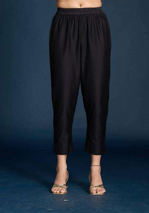 Black Slim Fit Pant for Women Festive Wear